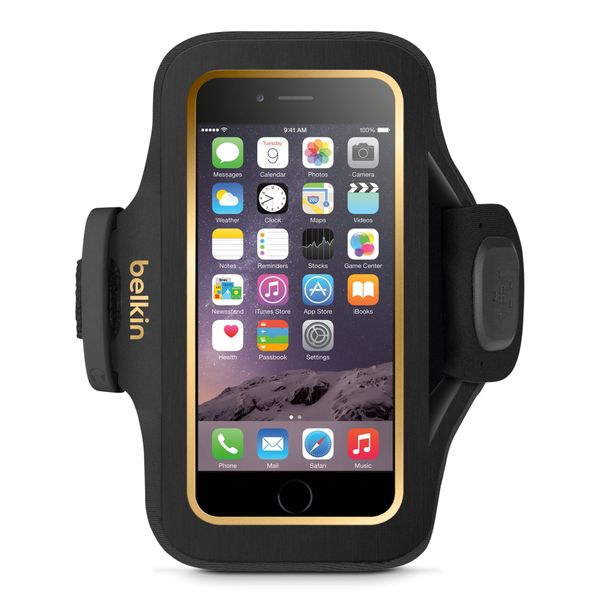 Belkin Slim Fit Plus Sport-Armband (atmungsaktives Neoprenmaterial und verstellbarer Riemen, geeignet für iPhone 6/6s) schwarz