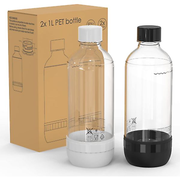 Mycket Soda Maker Bottles, Carbonating Bottles, 1L BPA Free Reusable PET