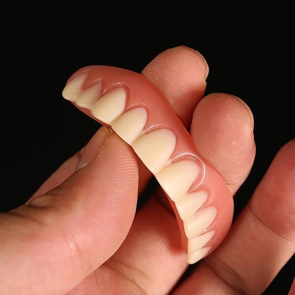 Fake Teeth Silicone Upper Lower Veneers Perfect Laughter Denture Paste Braces, 03 Lower