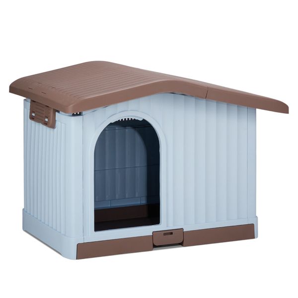 Plastic Dog House Pet Dog Kennel Water Resistant with Liftable Roof for Outdoor