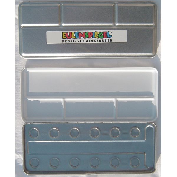 Face Paint Metal Paint Box 12 Colours Empty, Inserts for 12 x 3.5ml Pots of Facepaint and channel for brushes