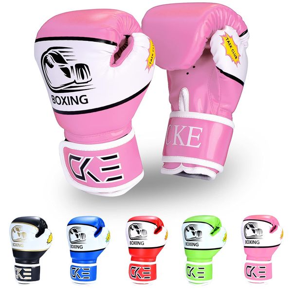 CKE Kinder Boxhandschuhe für Kinder 5-12 Jahre Jungen Mädchen，Boxhandschuhe Kinder Trainingshandschuhe Boxing Gloves für Kids Boxsack Kickboxing für Muay Thai Boxhandschuhe(Rosa)