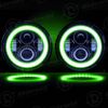 7" LED Headlight Green Angel Eyes For Harley-Davidso