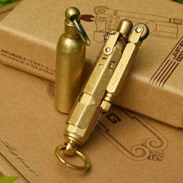 Handmade Trench Lighter WWI WWII Windproof Vintage Kerosene Lighter Pipe and Solid Brass Fuel Bottle, Gift for Men Dad Father Grandparents