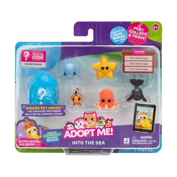 Adopt Me! Pets Multipack Into The Sea - Hidden Pet - Top Online Game - Exclusive Virtual Item Code Included - Fun Collectible Toys for Kids Featuring Your Favorite Pets, Ages 6+