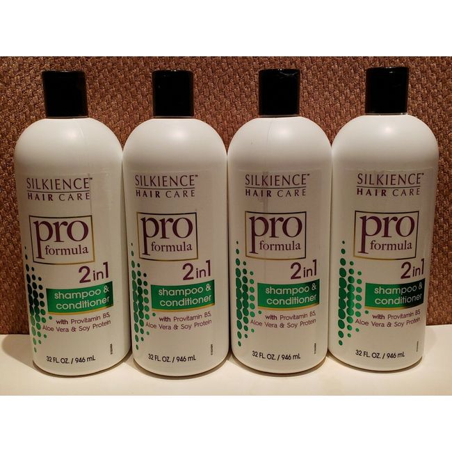 Lot Of (4) SILKIENCE HAIR CARE Pro Formula 2-in-1 SHAMPOO & CONDITIONER 32 FL OZ