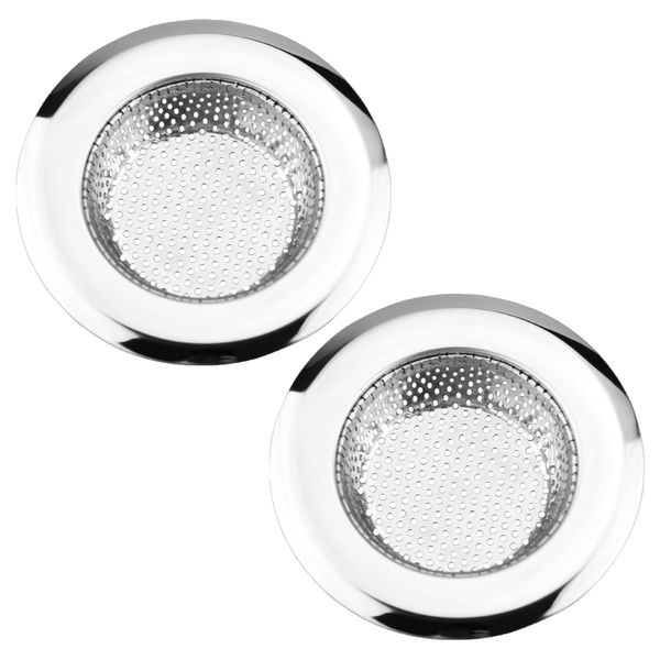 Kitchen Sink Strainer 2 Pack Stainless Steel Basket Sink Strainer, Anti Clogging Mesh Sink filter Strainer for Food Debris, Universal Plug Hole Hair Catcher for Kitchen Bathroom Sink