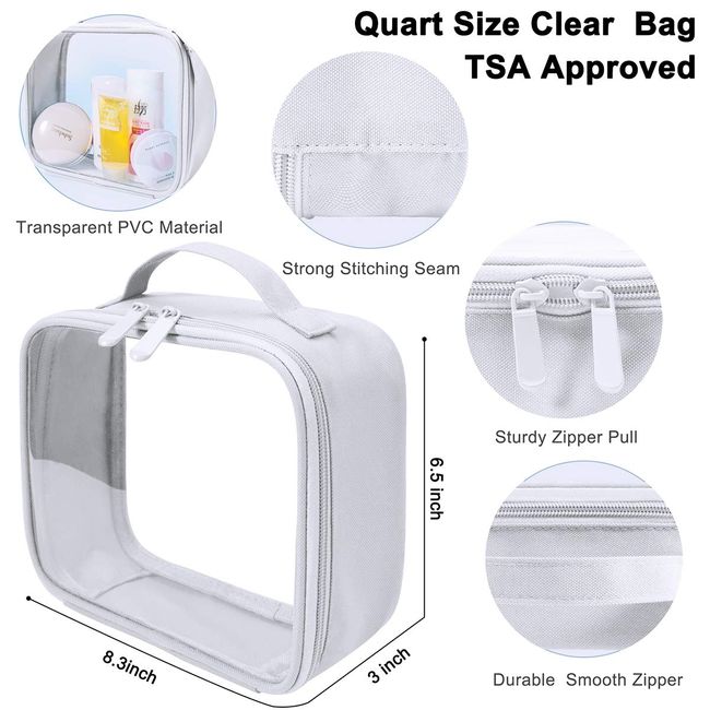 Clear Vinyl Zippered Cosmetic Bag Carry Case Travel Makeup 