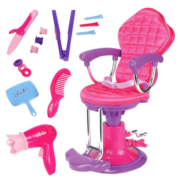 Sophia's 15 Piece Hair Styling Kit with Salon Chair Set for 18'' Dolls, Pink