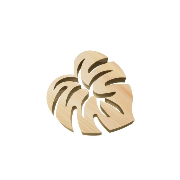 AndLaki Monstera Trivet, Stylish, Wood, Made in Japan (Natural, Small)