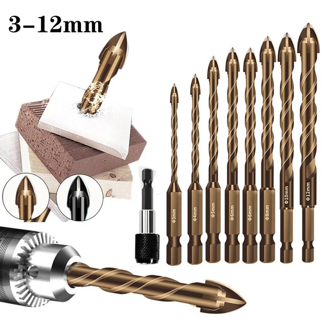 3-12mm Cross Hex Tile Drill Bits Set for Wood Glass Plastic Ceramic  Concrete Hole Opener Brick Hard Alloy Triangle Bit Tools Kit