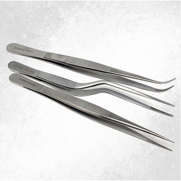 3Pcs Dissecting Tweezers Lab Tissue Forceps Surgical Tools 6" Stainless Steel CE