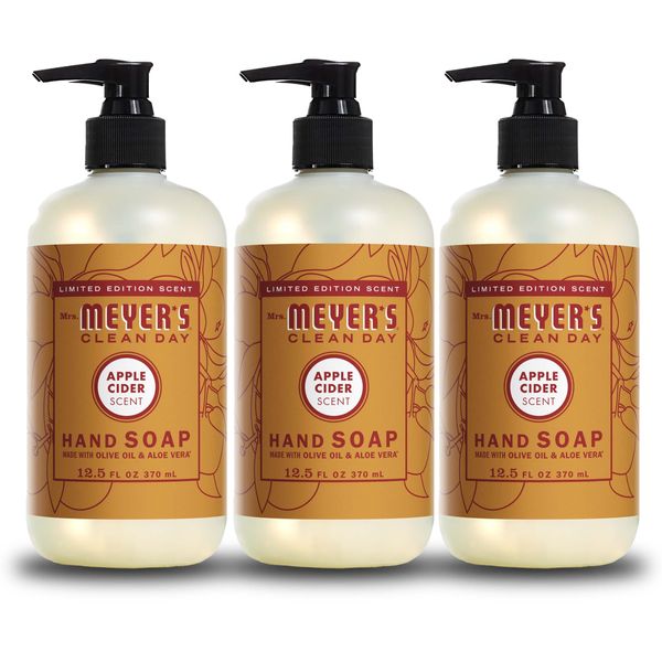 Mrs. Meyer's Hand Soap, Made with Essential Oils, Biodegradable Formula, Limited Edition Apple Cider, 12.5 oz - Pack of 3