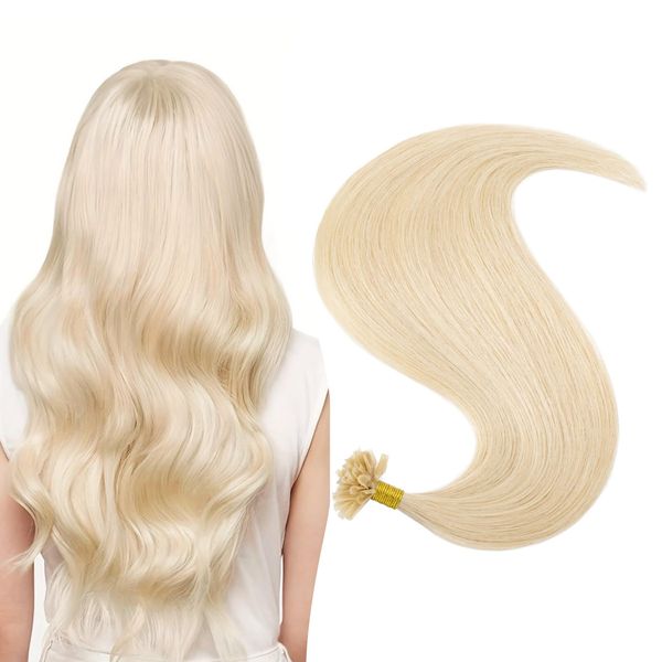 UK-Fashion-Shop Extensions Echthaar Bondings 1g Remy Echthaar Haarverlängerung Bondings U Tip Human Hair 50s - Weißblond #60 (55cm)