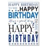 Open Birthday Card - Script Blue & Silver - 7.5" x 5.25" 004