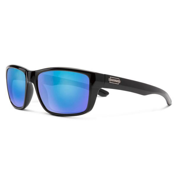 Suncloud Mayor - Polarized Sunglasses - for Men & Women - Black + Polarized Blue Mirror Lenses