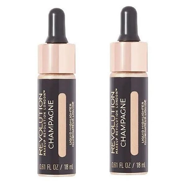 Pack of 2 Makeup Revolution Beauty Liquid Highlighter, Champagne