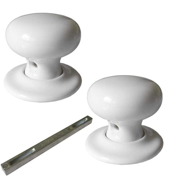 Securit SP7716 White Ceramic Classic Mortice Door Knob Set - 60mm,White,rose