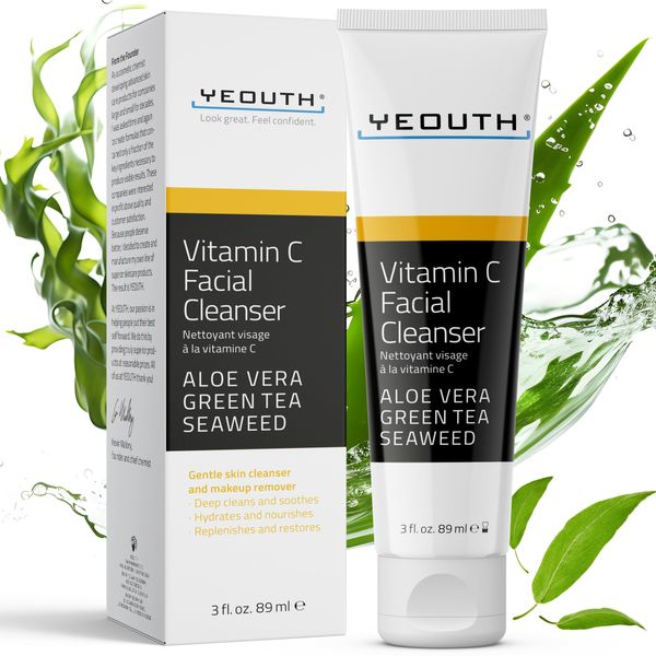 YEOUTH Gesichtsreinigung mit Vitamin C, Aloe Vera & Green Tea, Waschgel Gesicht, Gesichtspflege Cleanser, Hautpflege 89ml