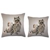Racoon and possum eating pizza Throw Pillow