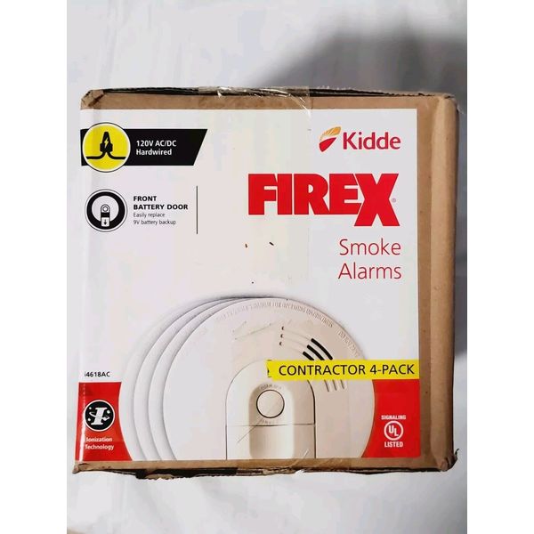 4 Pack Kidde i4618AC FireX Hardwired Battery Powered Smoke Alarm