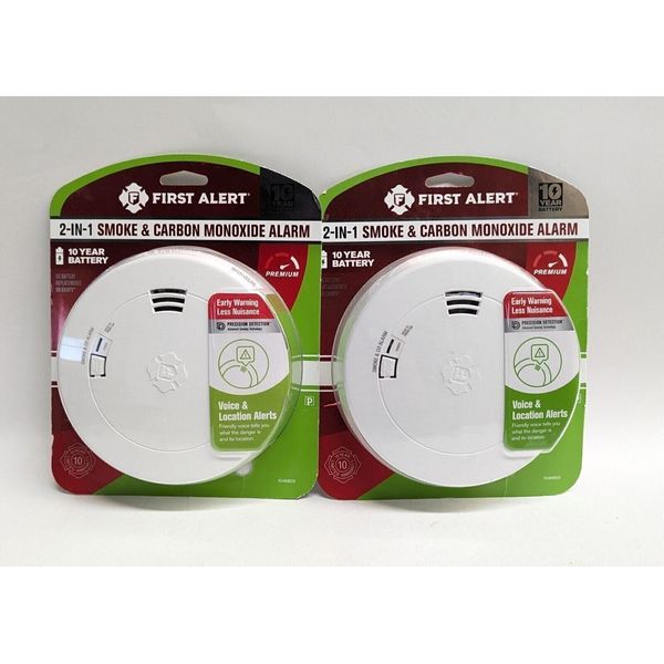 LOT OF 2 First Alert SMCO210V 2-in-1 Smoke & CO Alarm with Voice & Location