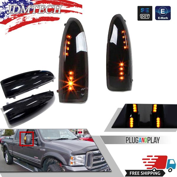 2003-2007 Super Duty Side Mirror Turn Lights LED SMOKE Lens Replacement Kit Set