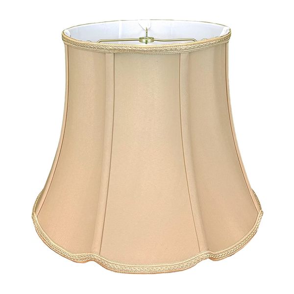 Royal Designs Tall Drum Bottom V-Notch Designer Lamp Shade, Beige, 10 x 14 x 11.5