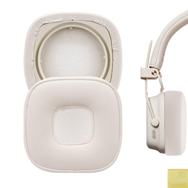 Geekria Earpads QuickFit Compatible Pads for Marshal Major V On-Ear Headphones Pads Ear/Ear Cups (Protein Leather/White)