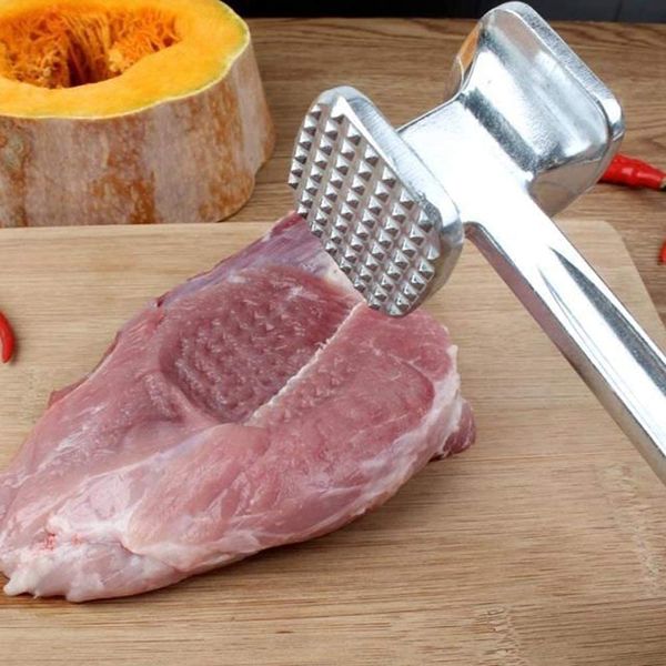 Meat Tenderizer Spiked and Flat Hammer Sturdy Stainless Steel Pounder Mallet Perfect Kitchen Tool and Flattener for Steak Chicken Poultry Beef Durable Tool (Aluminum)