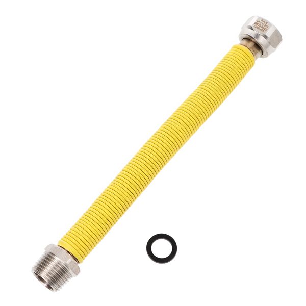 HYDROBIL Yellow Gas Hose for BBQ, Hob, Oven and More, 1/2" BSP Female x 1/2" BSP Male Threads, 200mm - 400mm BBQ Gas Pipe for Cooker, I, II, and III Gas Famillies, Acid Resistant BBQ Gas Pipe Hose