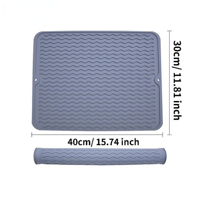 Dish Drying Mat, Silicone Kitchen Drainer Mat, Rectangle