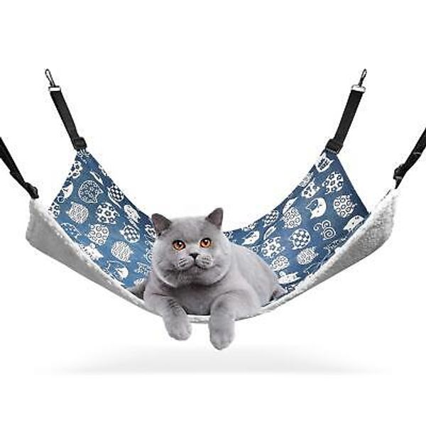 Reversible Cat Hammock, Breathable Pet Cage Hammock with Adjustable Straps an...