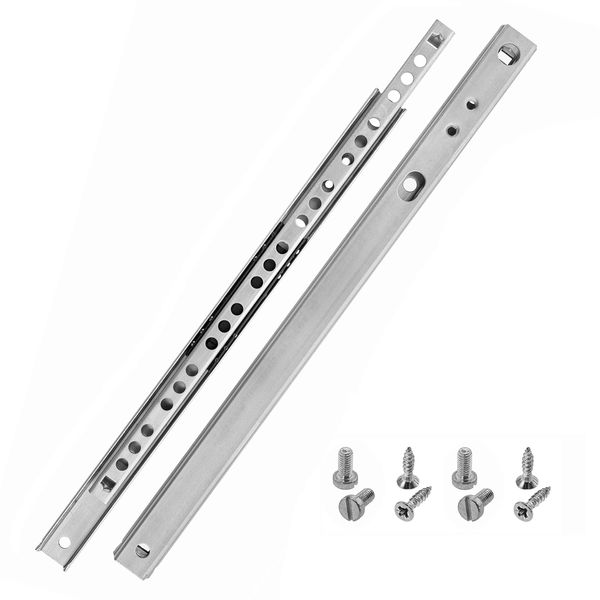 HELPMATE Nut Schubladenschiene 27 mm Länge 246 mm 1 Paar 2er Set Kugelauszug Schubladenauszug Schienensystem Schubladenführung Teilauszug Stahl verzinkt silber inkl. Befestigungsmaterial