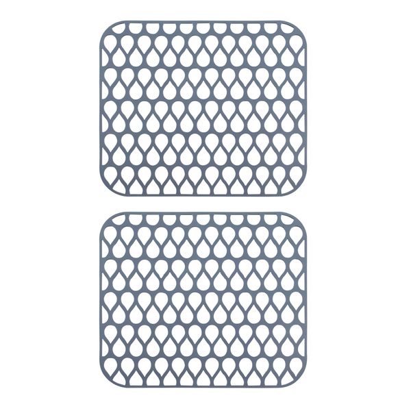 Tycoonest 2 Pack Silicone Kitchen Sink Mats, Heat Resistant Sink Protector Pads for Ceramic Stainless Steel Sink, Non-Slip Dish Cushion Draining Grid Grey