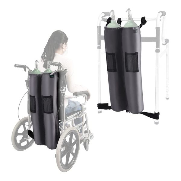 NEPPT Oxygen Tank Holder Portable Oxygen Cylinder Backpack For Wheelchair & Walker Medical Oxygen Tank Accessories Carrying Bag To Hang On Wheelchair Back For Travel Fits Canister Sizes D, C, M9