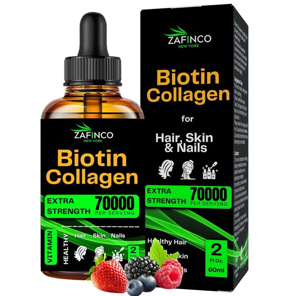 Liquid Drops Biotin Collagen. Extra Strength 70000/serving Vegan Halal
