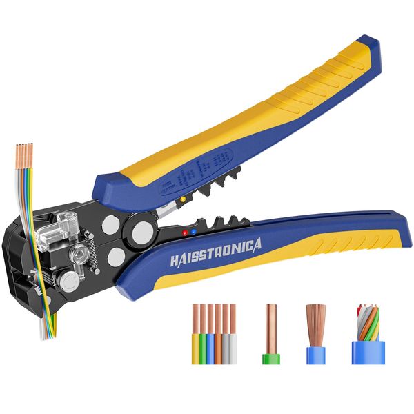 haisstronica Self-Adjusting Wire Stripper, 3 in 1 Stripper/Cutter/Crimping Heavy Duty Automatic Electrical Wire Strippers for 10-24 AWG