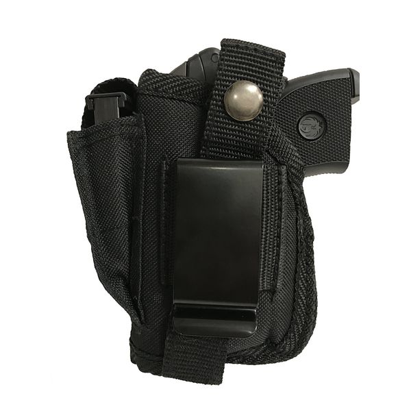 Nylon Gun Holster fits Smith & Wesson S&W 380 Bodyguard with Laser Gun Slinger Holster Black Nylon Ambidextrous Use Left or Right Hand Built in Magazine Holder Adjustable Retention Strap