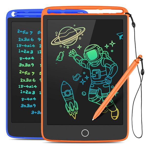 2 Pack LCD Writing Tablet, Colorful Screen Doodle Board 8.5 Inch Drawing Tablet for Kids, Learning Toys Birthday Gifts Travel Activity Games for 3 4 5 6 Year Old Boys and Girls Toddlers（Orange Blue）