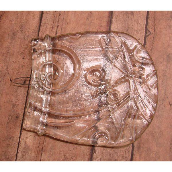 Dragonfly Design Embossed Melted Flat Clear Pint Glass Mason Jar for Spoon Rest
