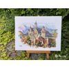 Merejka Neuschwanstein Castle Cross Stitch Kit, Counted Pattern, 25 x 35 cm, White