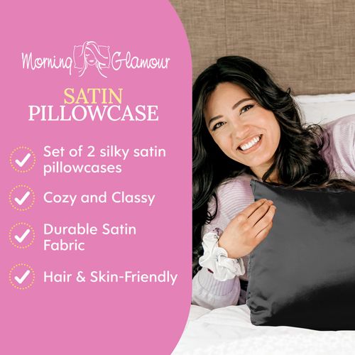 Morning Glamour 2-Pack Signature Box Pillowcases, Black