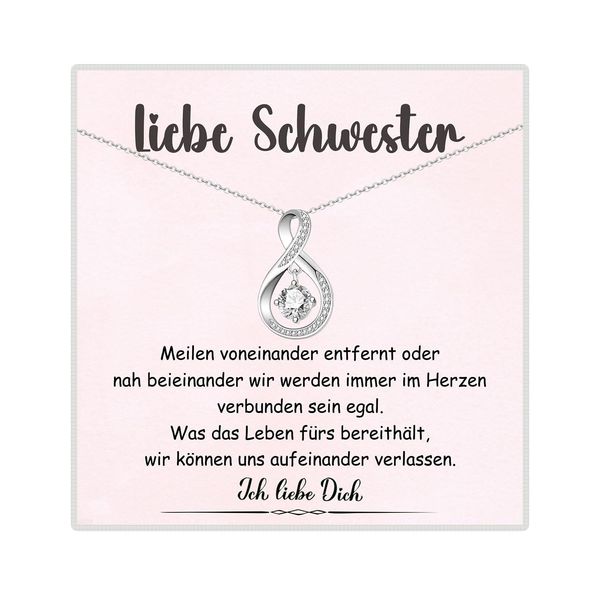 wynn's Kette Schwester Geschenk, Kette mit Infinity-Anhänger AAA Zirkonia, Geschenke für Beste Große Kleine Schwester, Halskette für Schwester zum Geburtstag Weihnachten Abschluss Einschulung