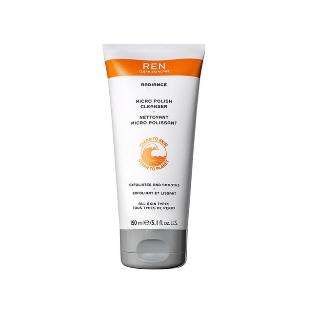 REN Clean Skincare - Micro Polish Cleanser - Exfoliating Face Wash for Sensitive Skin with AHAs and Amber Micro Beads, Cruelty-Free & Vegan