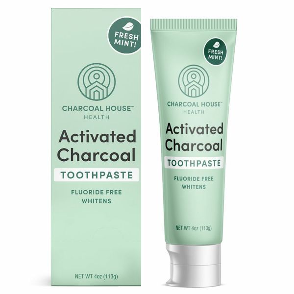 Charcoal House Mint Activated Charcoal Toothpaste Whitens Black No Fluoride