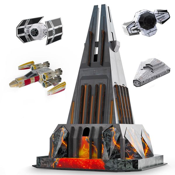 3D Puzzle War of Star Movie Cityscape Paper Modeling Kits(131 Pcs), Include Darth Vadar Castle, Imperial Star Destroyer, X-Wing Starfighter, TIE Advance x1 Fighter, Tie Fighter, No Glue Required