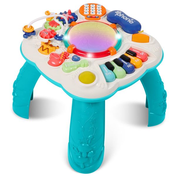 GYBest Baby Learning Table, Activity Table Educational Learning Toys for Baby Toddler, Baby Learning Musical Table Toys Musical Activity Center for Toddler Toys for Baby Boys Girls (Green)