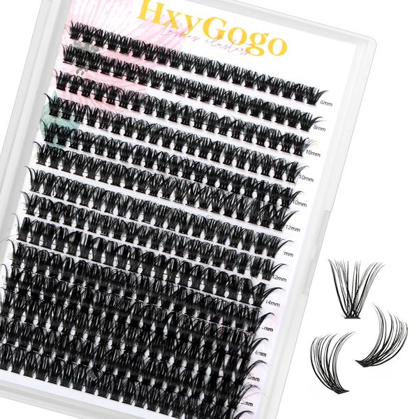 HxyGogo DIY Natürliches Aussehen Schlankes Auge schwarz 8-16MM D Curly Persönliches Auge schwarz 280 Stücke Schlankes flauschiges Auge schwarz Wiederverwendbar zu Hause persönliche (50D)