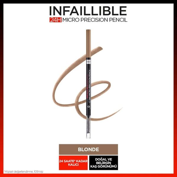 L'Oreal Paris Infallible Brows 24H Micro Precision Pencil, Precisely Defines Brows- 7.0 Blonde